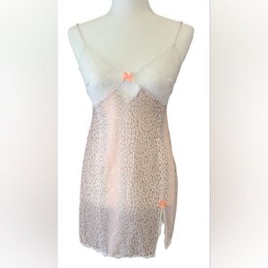 Victoria Secret Slip sleepwear pink sheer animal print with bows